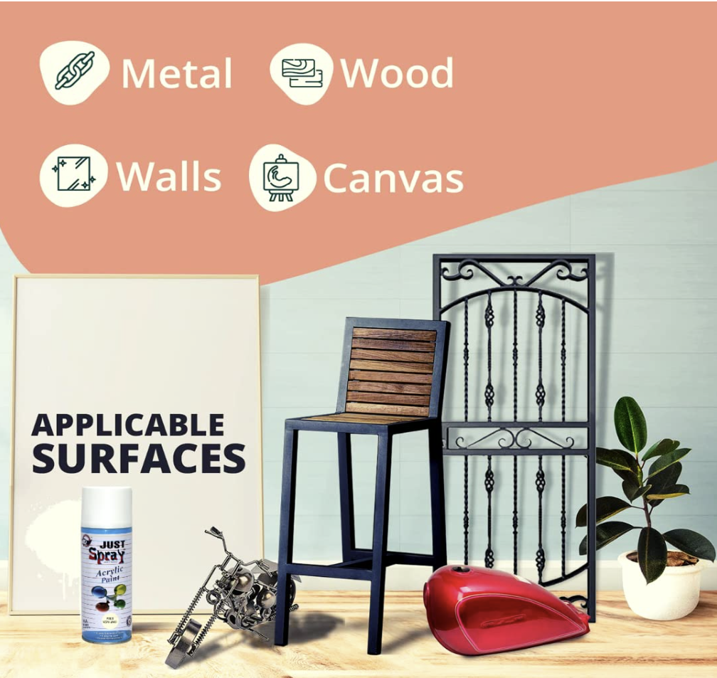 JUST Spray Multipurpose Spray Paint, P117 Bgright Silver Color (400ml)