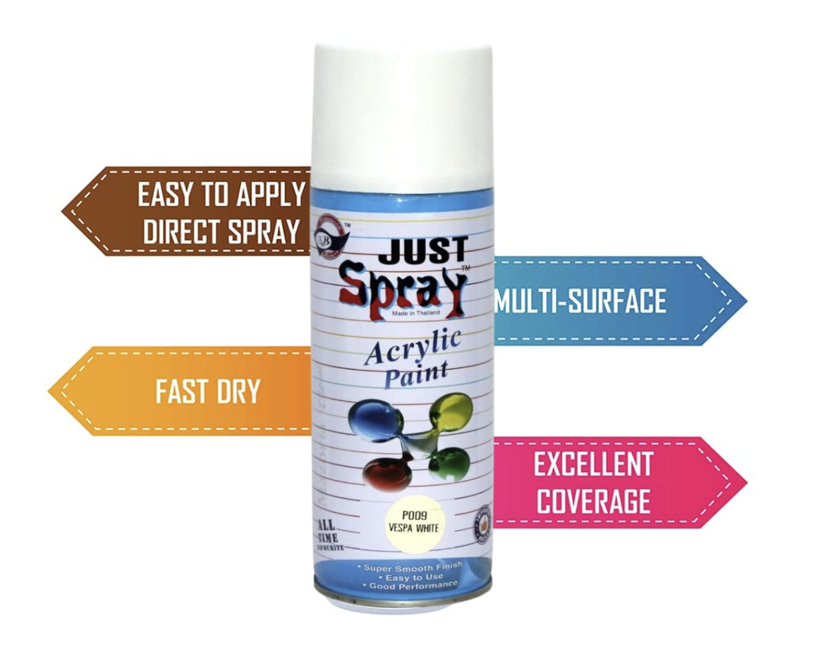 JUST Spray Multipurpose Spray Paint, P117 Bgright Silver Color (400ml)