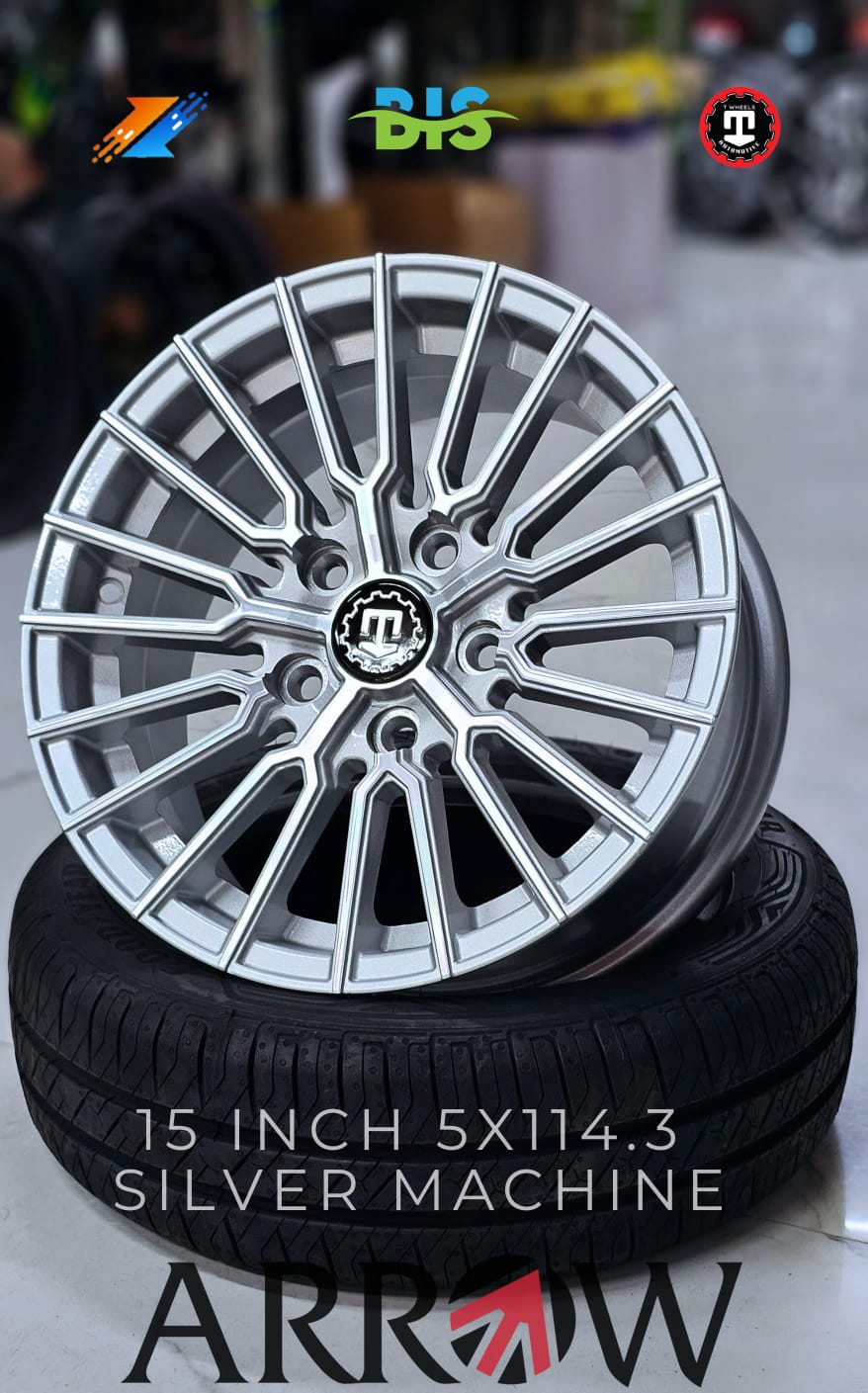 15 Inch T Wheel Silver (Per Set)