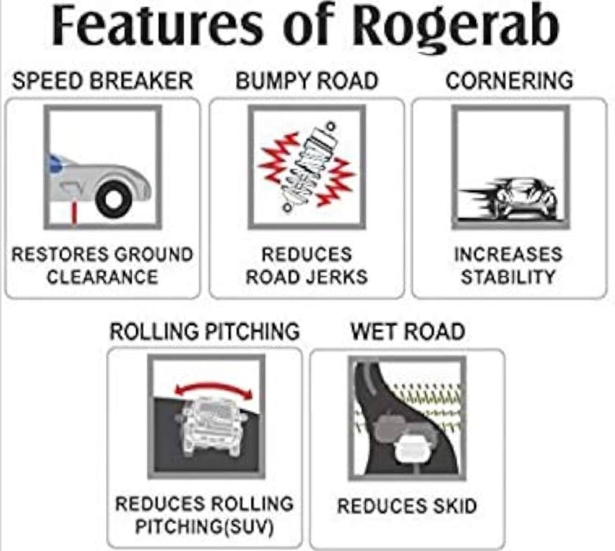 ROGER Rogerab For ALL CAR MODELS (4Pcs) Patented,ARAI Tested Car Coil Spring Buffer Kit To Increase Car Height & Comfort fo All Car