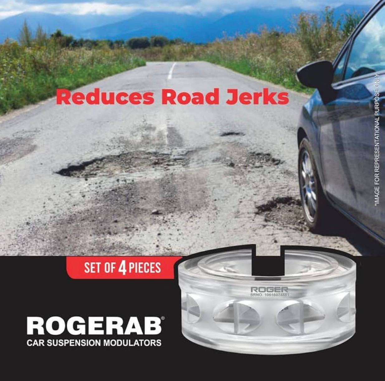 ROGER Rogerab For ALL CAR MODELS (4Pcs) Patented,ARAI Tested Car Coil Spring Buffer Kit To Increase Car Height & Comfort fo All Car