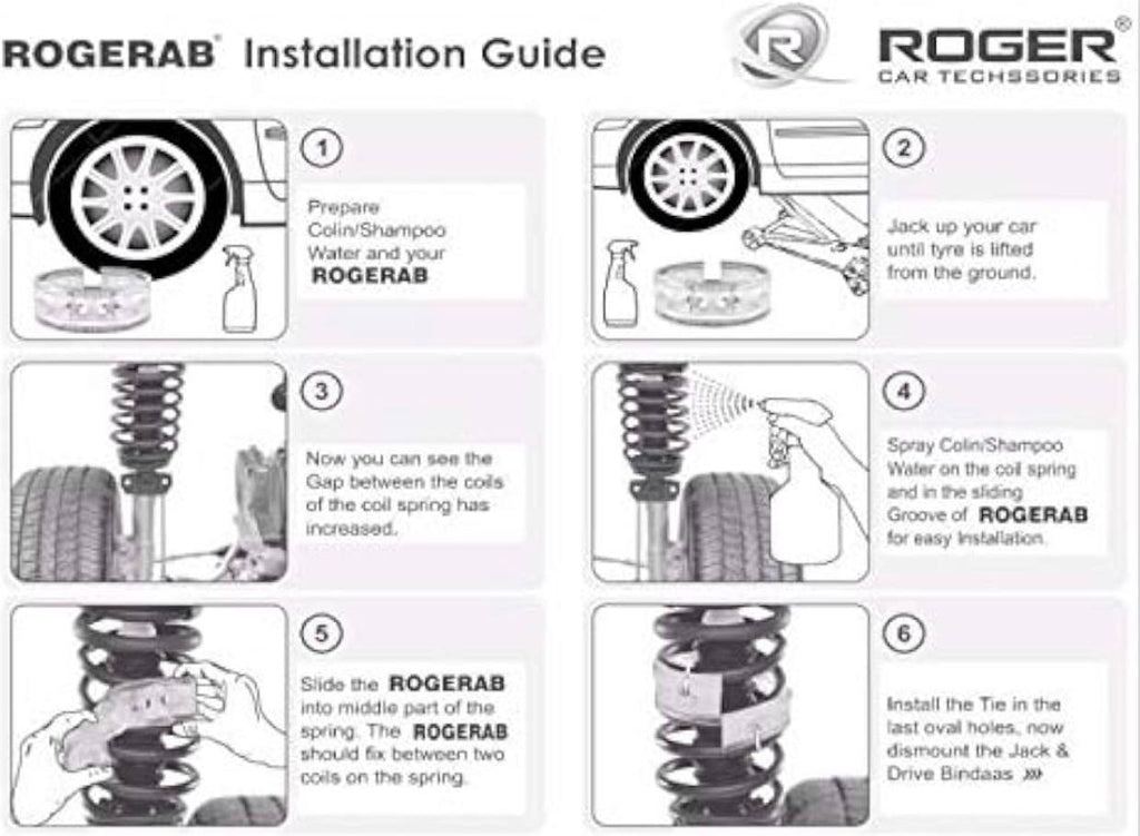 ROGER Rogerab For ALL CAR MODELS (4Pcs) Patented,ARAI Tested Car Coil Spring Buffer Kit To Increase Car Height & Comfort fo All Car