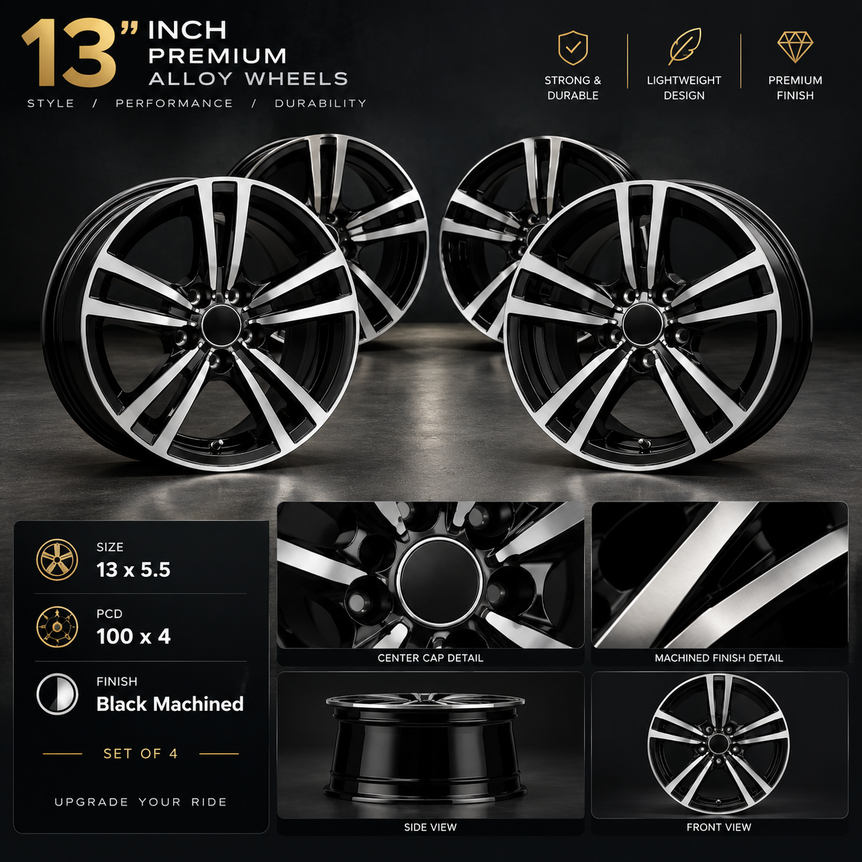 13 Inch Premium Alloy Wheels (Set)